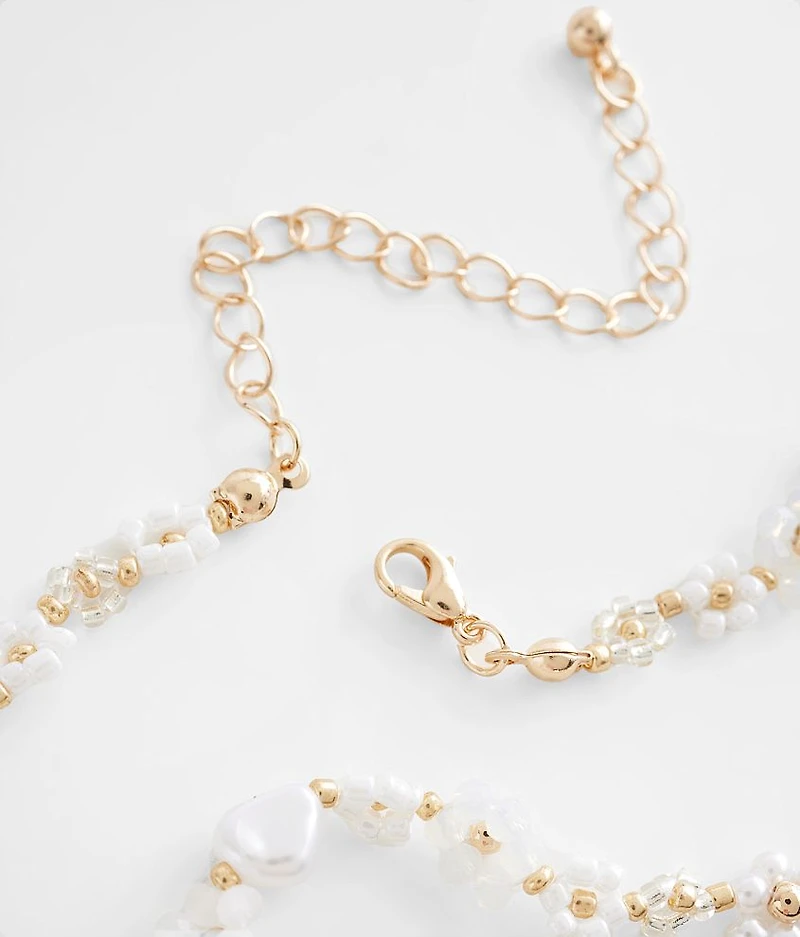 Floral Bead & Stone Necklace