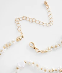 Floral Bead & Stone Necklace