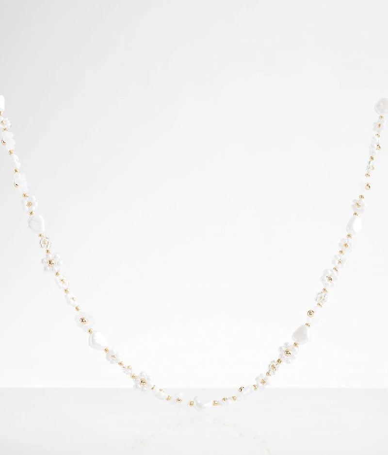 Floral Bead & Stone Necklace