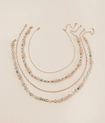 4 Pack Wood Bead Necklace Set