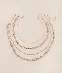 4 Pack Wood Bead Necklace Set