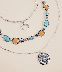 3 Pack Mixed Stone Necklace Set