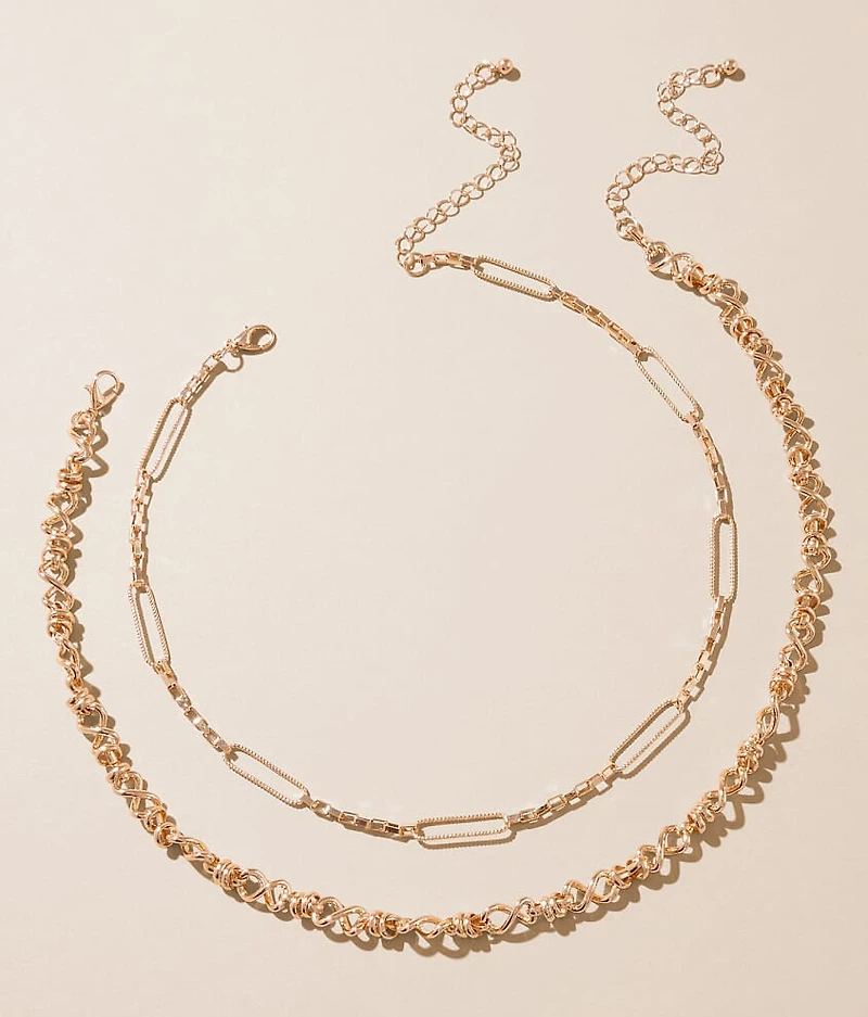 2 Pack Mixed Chain Necklace Set