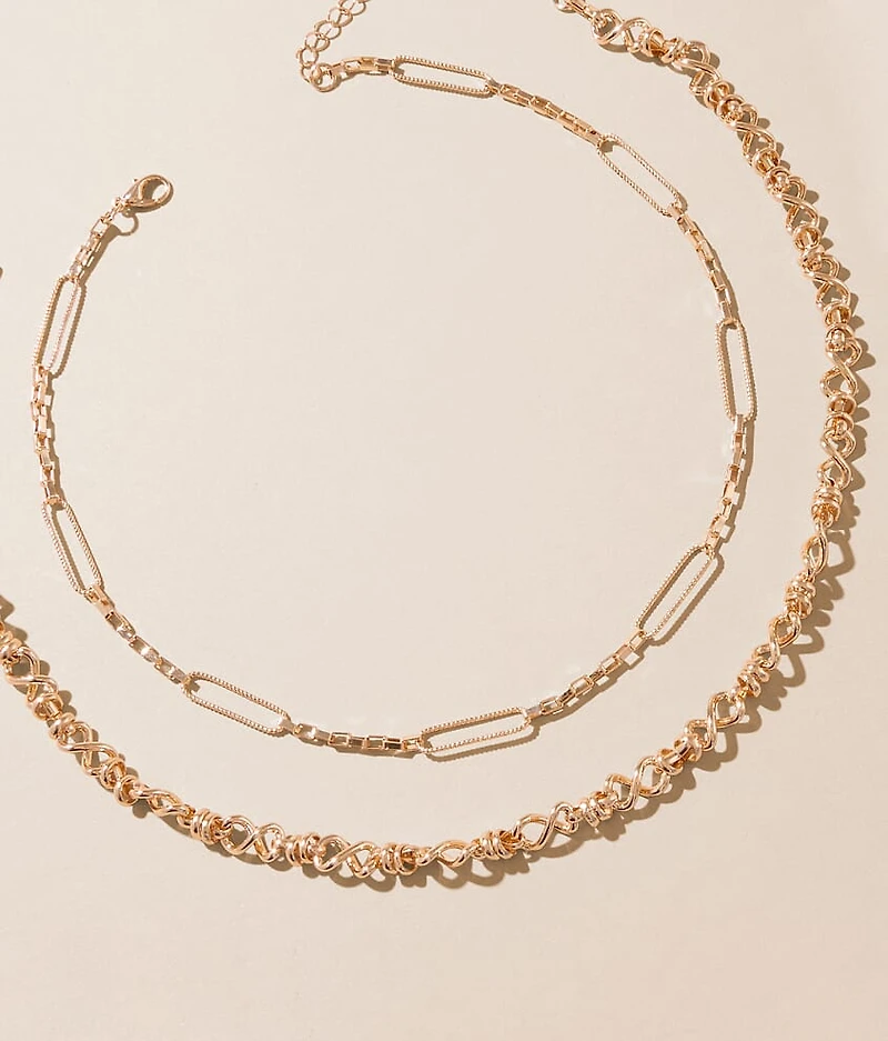 2 Pack Mixed Chain Necklace Set