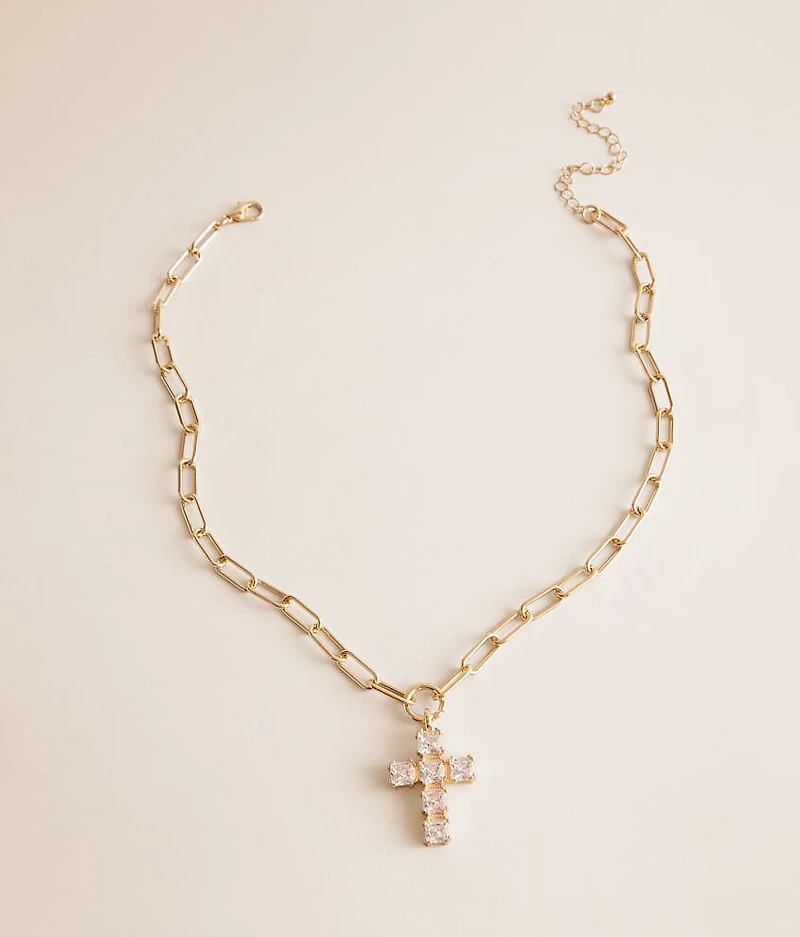 Statement Glitz Cross Necklace