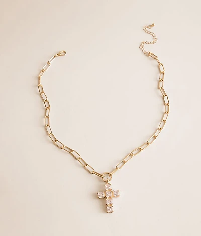 Statement Glitz Cross Necklace