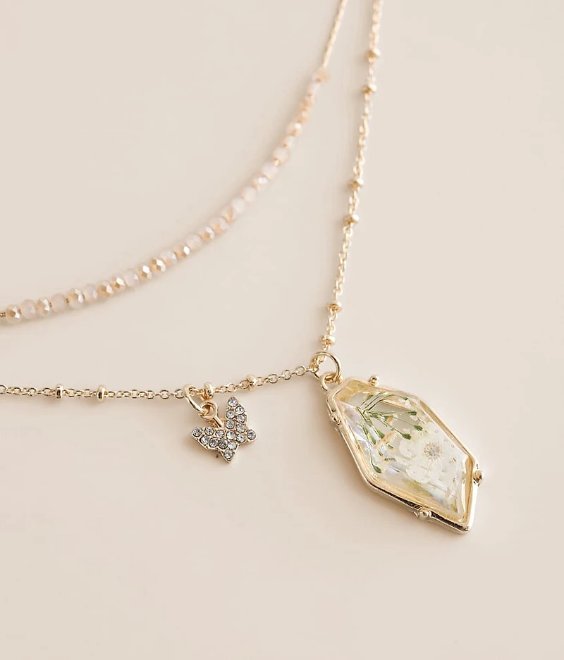 Butterfly Charm Tiered Necklace