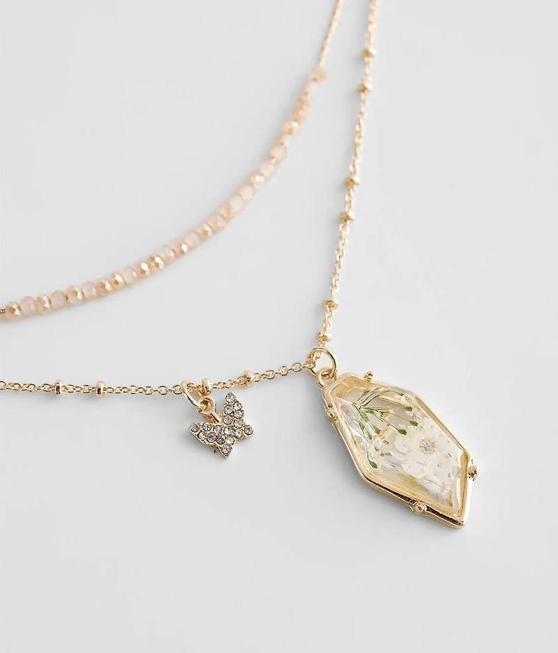 Butterfly Charm Tiered Necklace