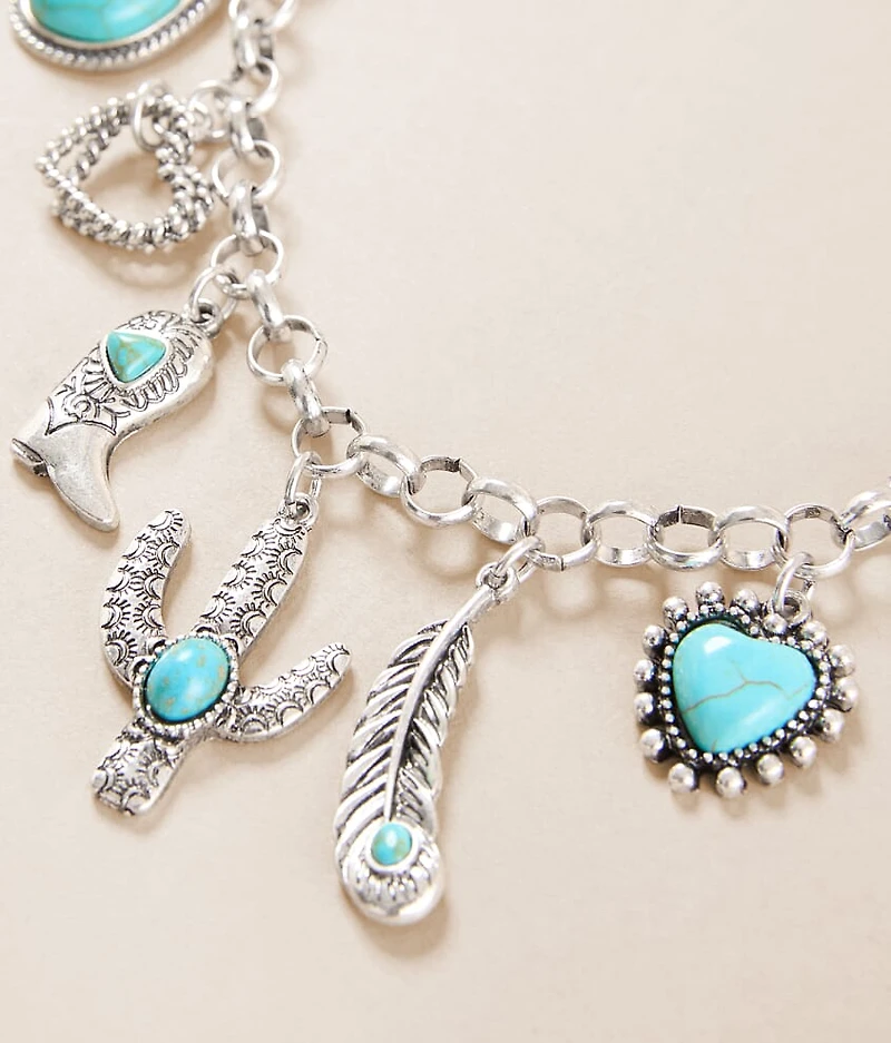 Western Turquoise Charm Necklace