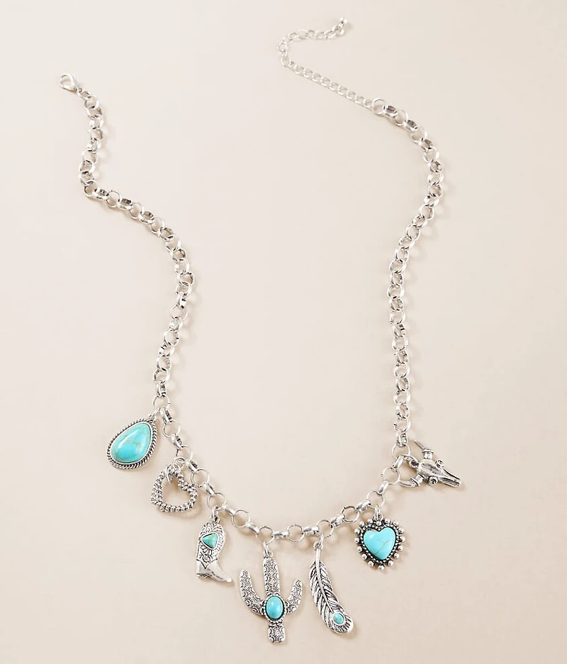 Sterling & Stitch Western Turquoise Charm Necklace