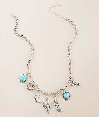 Sterling & Stitch Western Turquoise Charm Necklace
