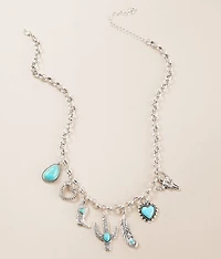 Sterling & Stitch Western Turquoise Charm Necklace
