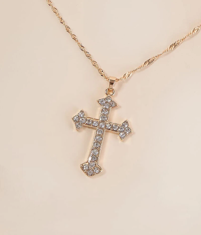 Statement Glitz Cross Necklace