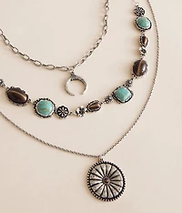 3 Pack Western Stone Necklace Set