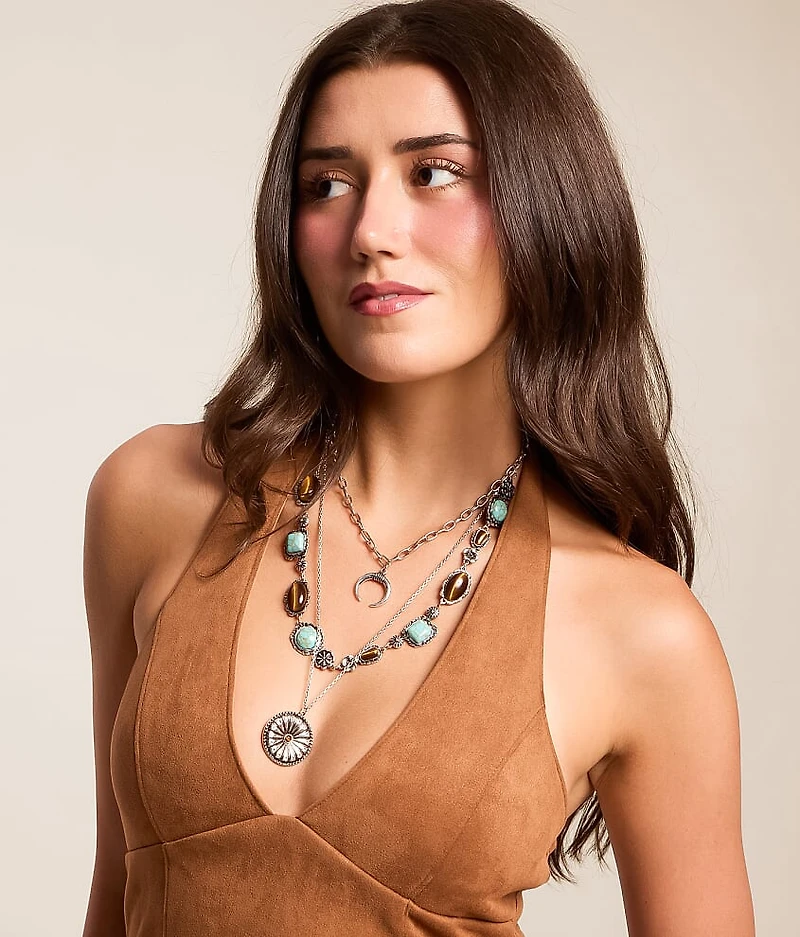 3 Pack Western Stone Necklace Set