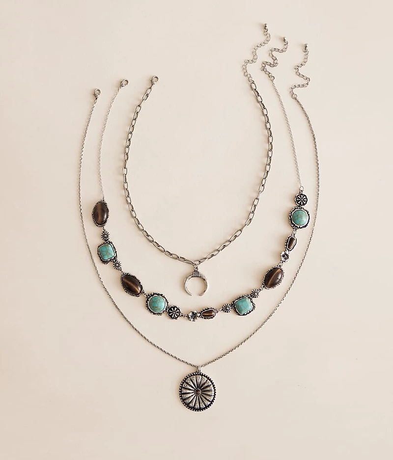 3 Pack Western Stone Necklace Set