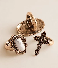 3 Pack Western Statement Ring Set