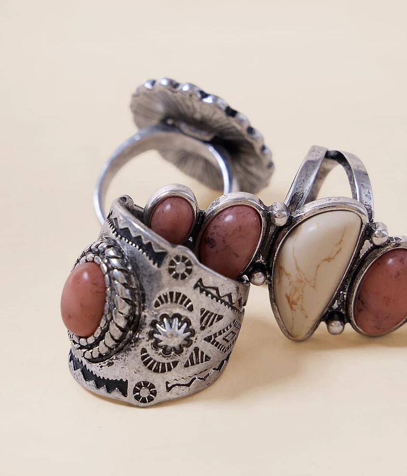 3 Pack Western Statement Ring Set