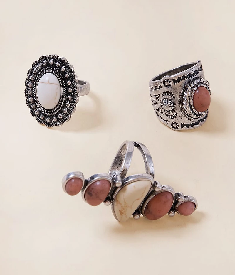 3 Pack Western Statement Ring Set