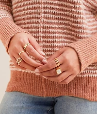 6 Pack Faux Pearl Ring Set