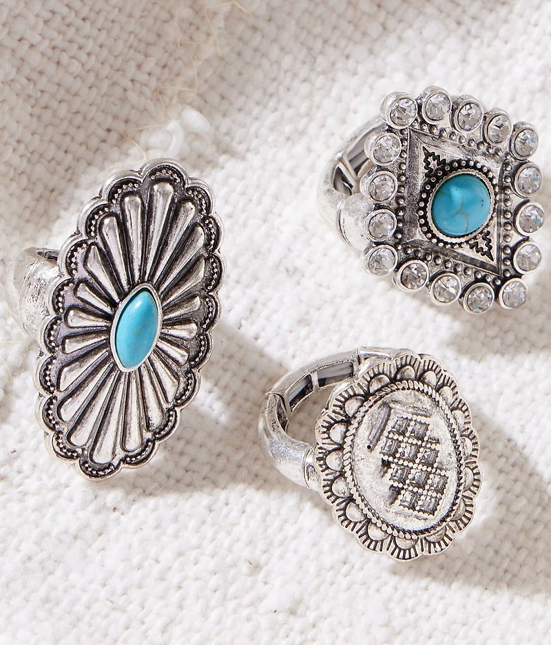 3 Pack Western Glitz Ring Set