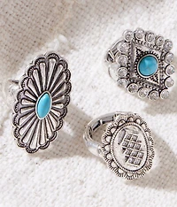 3 Pack Western Glitz Ring Set