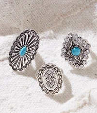 3 Pack Western Glitz Ring Set