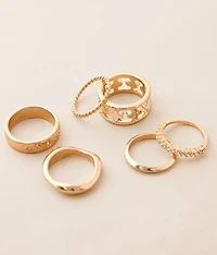 6 Pack Clover Ring Set