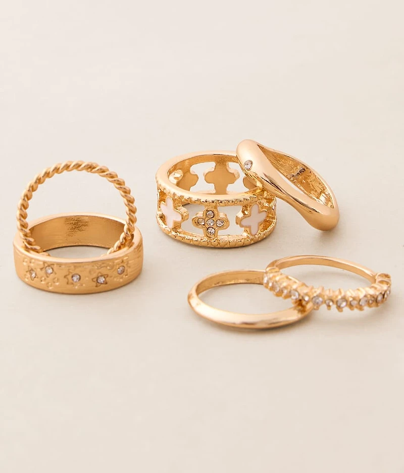 6 Pack Clover Ring Set