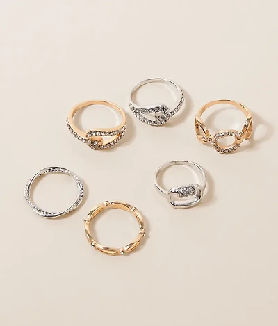 6 Pack Statement Glitz Ring Set