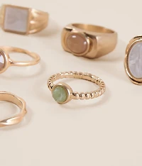 6 Pack Stone Ring Set