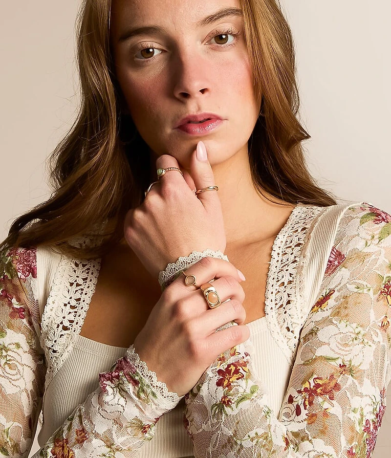 6 Pack Stone Ring Set