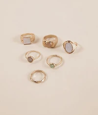 6 Pack Stone Ring Set