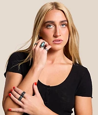 5 Pack Western Turquoise Ring Set