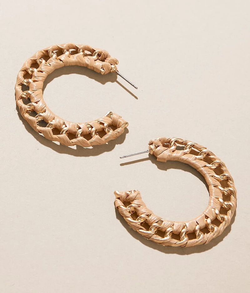 Raffia Wrapped Hoop Earring
