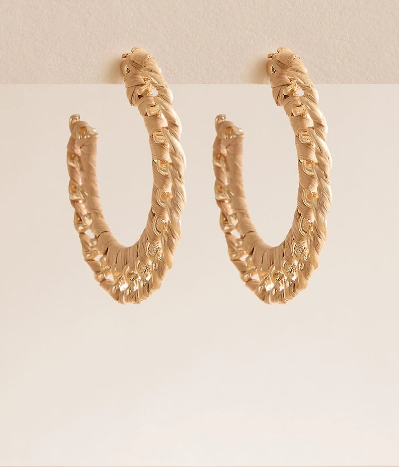 Raffia Wrapped Hoop Earring