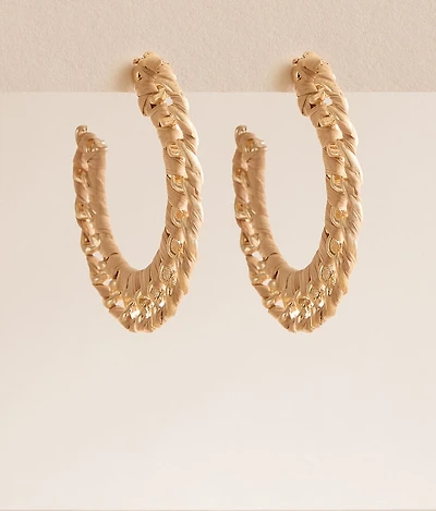 Raffia Wrapped Hoop Earring