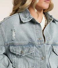 Distressed Denim Shacket