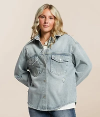 Distressed Denim Shacket
