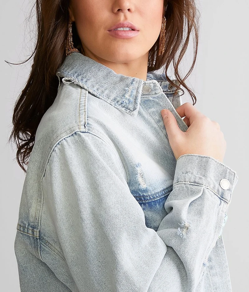 Distressed Denim Shacket