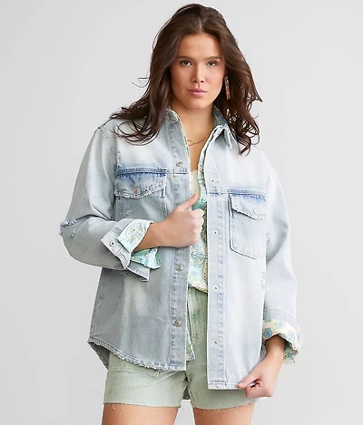 Distressed Denim Shacket