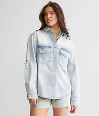 Distressed Denim Shacket