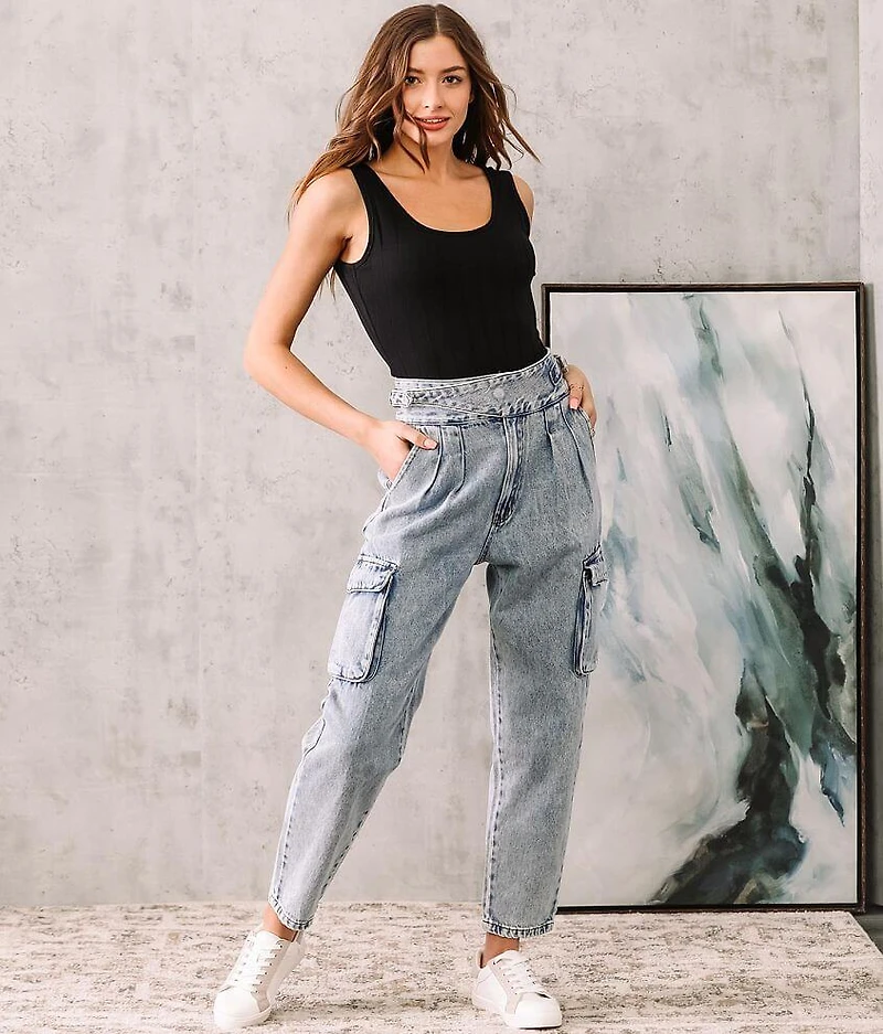 Ultra High Ankle Straight Cargo Jean
