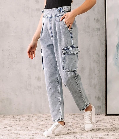 Ultra High Ankle Straight Cargo Jean