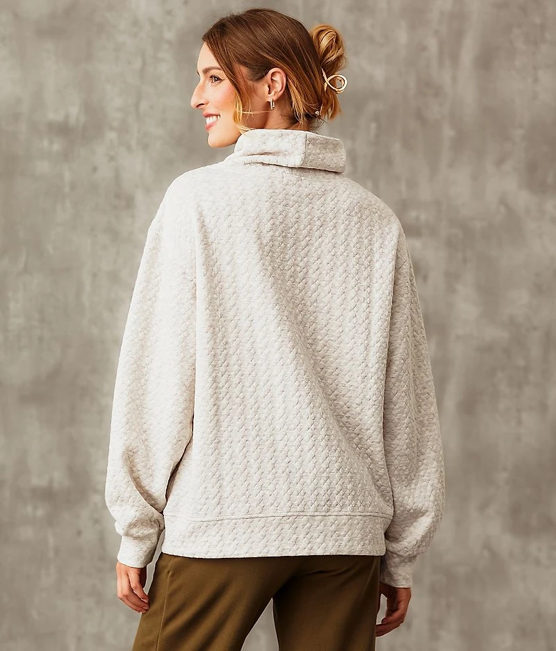 Funnel Neck Textured Pullover