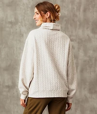 Funnel Neck Textured Pullover