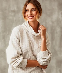 Funnel Neck Textured Pullover