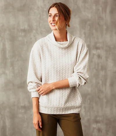 Funnel Neck Textured Pullover