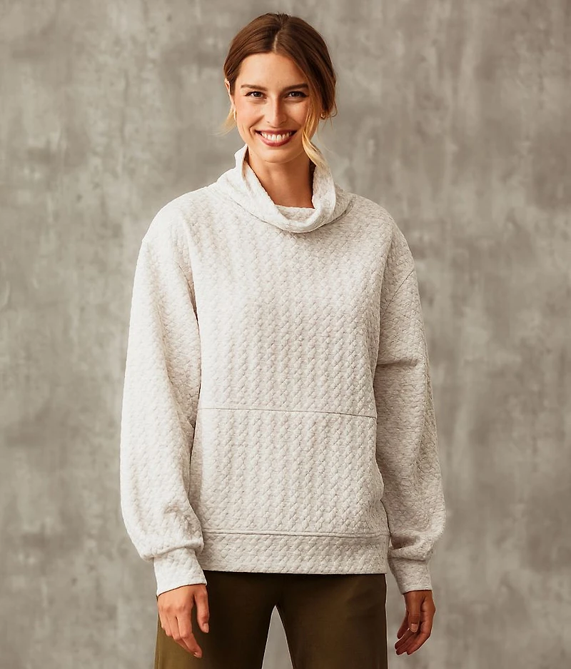 Funnel Neck Textured Pullover