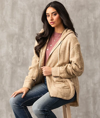 Waffle Stitch Oversized Hoodie